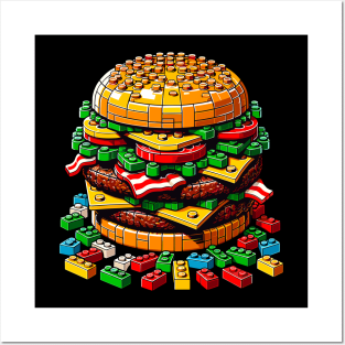 Funny "Brick Burger Feast" Master Block Building Toy Posters and Art